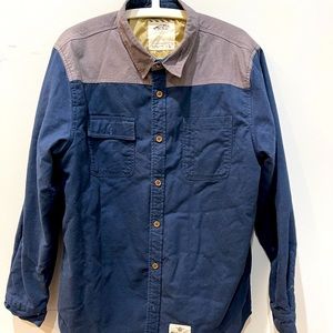 Vans Light Jacket Shirt. Vintage style. Grey panels on blue.